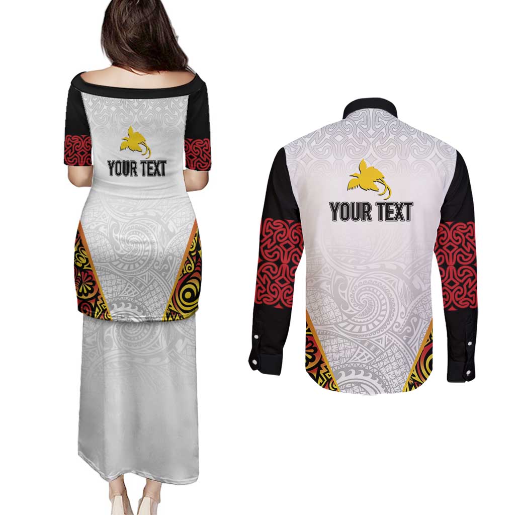 Personalized Papua New Guinea Couples Matching Puletasi and Long Sleeve Button Shirt Hapi De bilong Indipendens PNG LT7 - Polynesian Pride