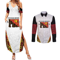 Personalized Papua New Guinea Couples Matching Summer Maxi Dress and Long Sleeve Button Shirt Hapi De bilong Indipendens PNG LT7 White - Polynesian Pride