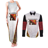 Personalized Papua New Guinea Couples Matching Tank Maxi Dress and Long Sleeve Button Shirt Hapi De bilong Indipendens PNG LT7 White - Polynesian Pride