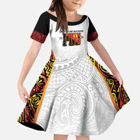 Personalized Papua New Guinea Kid Short Sleeve Dress Hapi De bilong Indipendens PNG