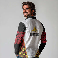 Personalized Papua New Guinea Long Sleeve Polo Shirt Hapi De bilong Indipendens PNG