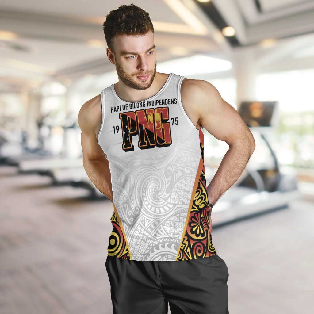 Personalized Papua New Guinea Men Tank Top Hapi De bilong Indipendens PNG LT7 White - Polynesian Pride