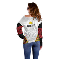 Personalized Papua New Guinea Off Shoulder Sweater Hapi De bilong Indipendens PNG
