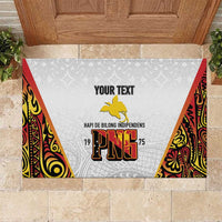 Personalized Papua New Guinea Rubber Doormat Hapi De bilong Indipendens PNG LT7 White - Polynesian Pride
