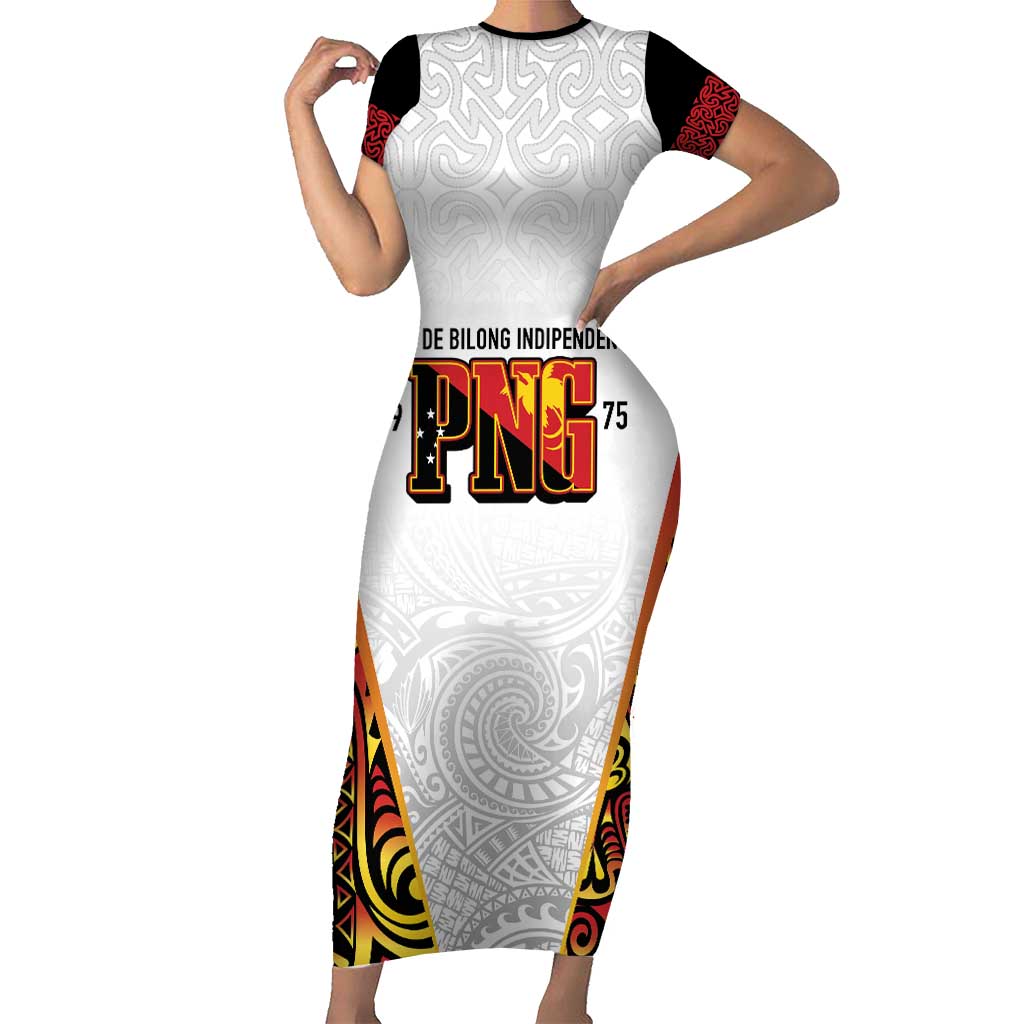 Personalized Papua New Guinea Short Sleeve Bodycon Dress Hapi De bilong Indipendens PNG