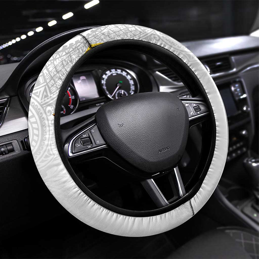 Papua New Guinea Steering Wheel Cover Hapi De bilong Indipendens PNG LT7 Universal Fit White - Polynesian Pride