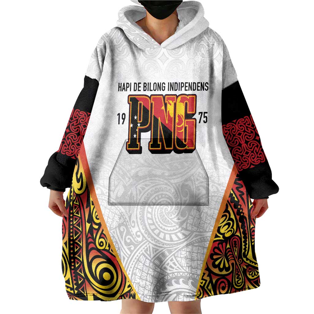 Personalized Papua New Guinea Wearable Blanket Hoodie Hapi De bilong Indipendens PNG LT7 - Polynesian Pride