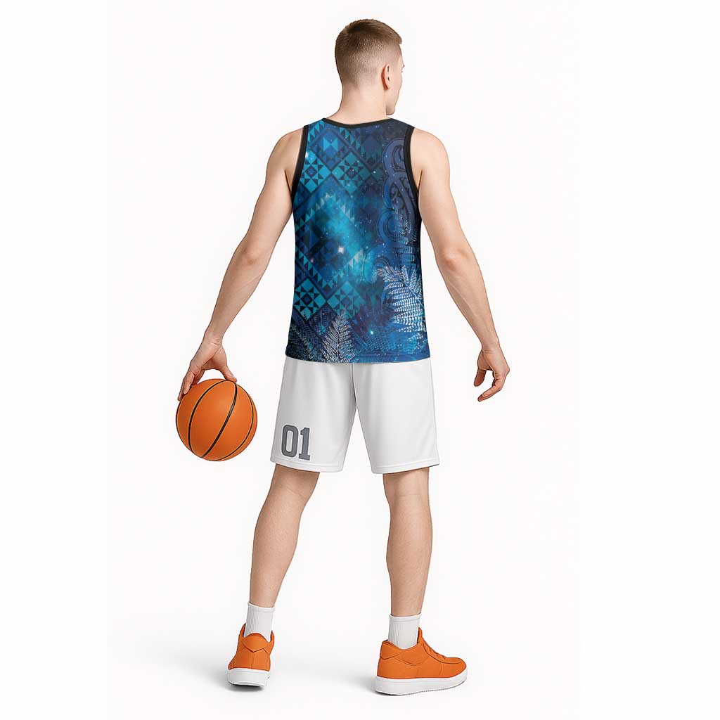 Aotearoa Taniko Matariki Basketball Jersey Cosmic Blue LT7 - Polynesian Pride