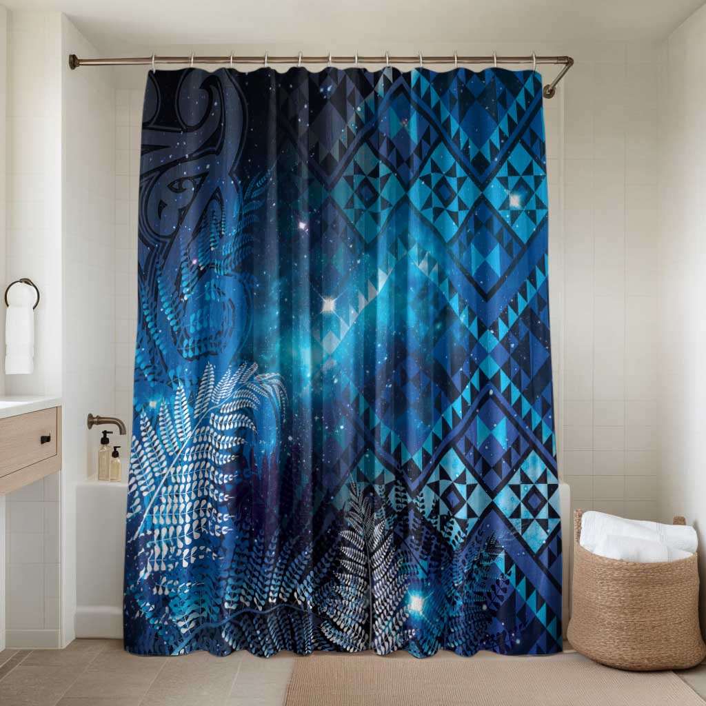Aotearoa Taniko Matariki Bathroom Set Cosmic Blue LT7 Shower Curtain Only Blue - Polynesian Pride