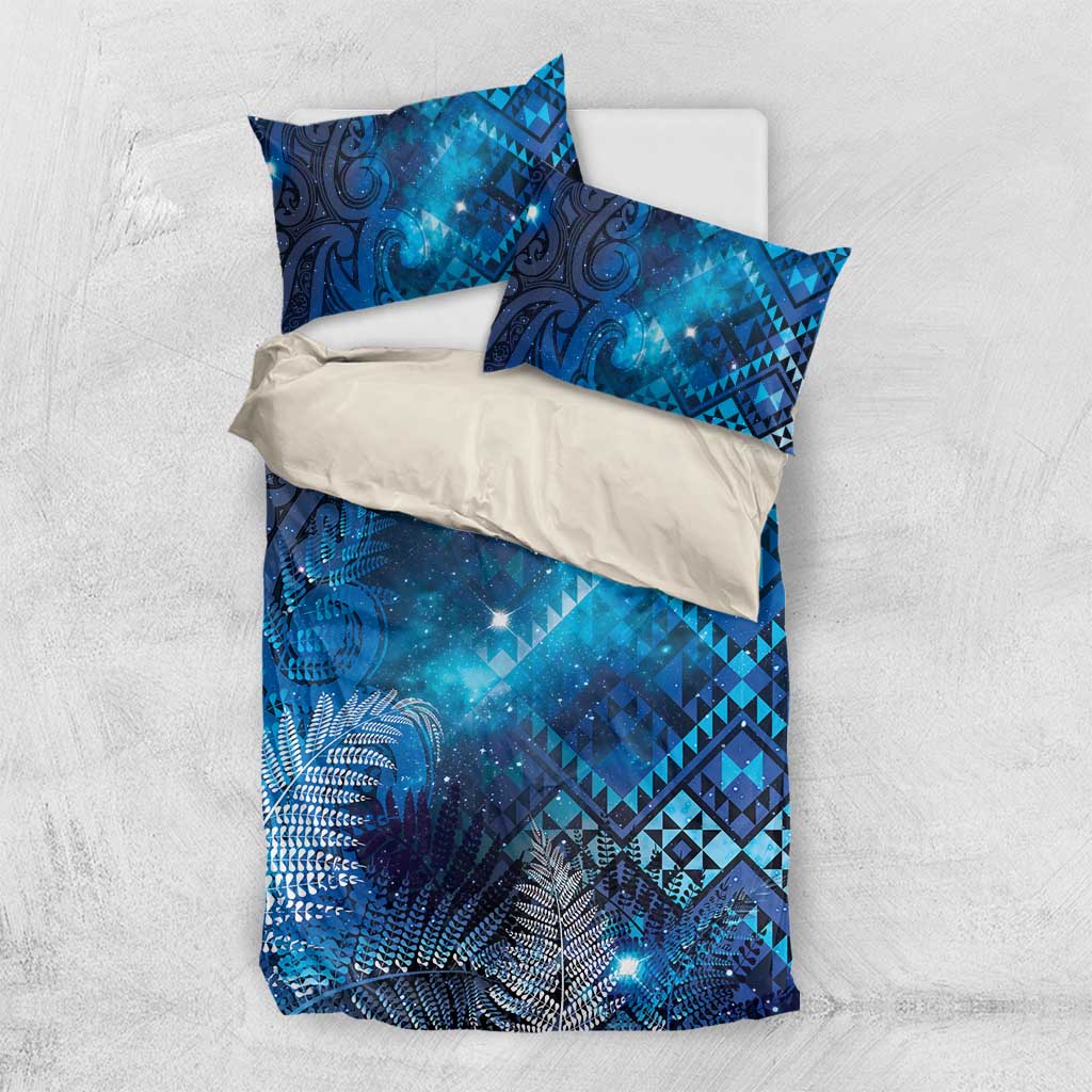 Aotearoa Taniko Matariki Bedding Set Cosmic Blue LT7 US Twin 172cm x 218cm Blue - Polynesian Pride