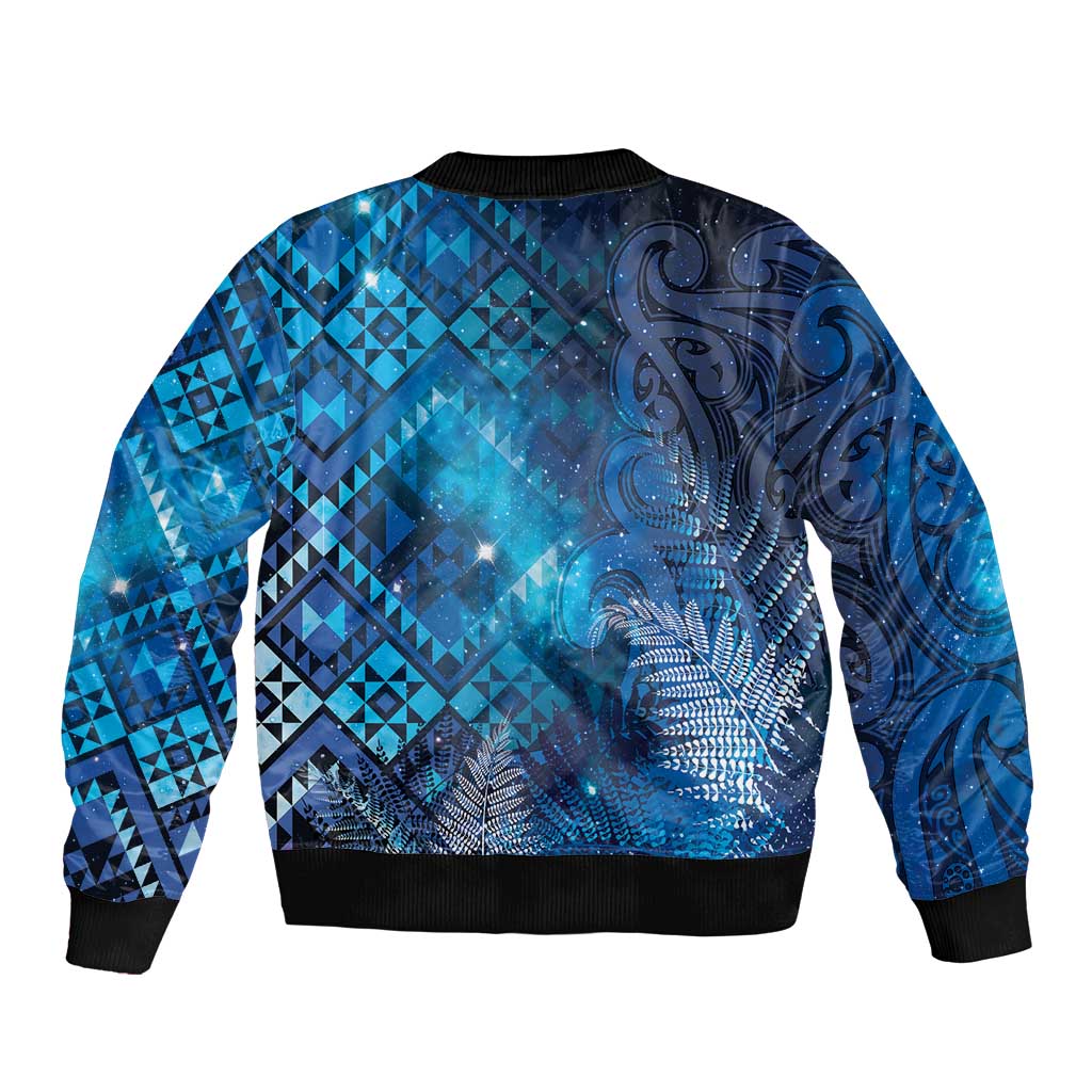 Aotearoa Taniko Matariki Bomber Jacket Cosmic Blue LT7 - Polynesian Pride