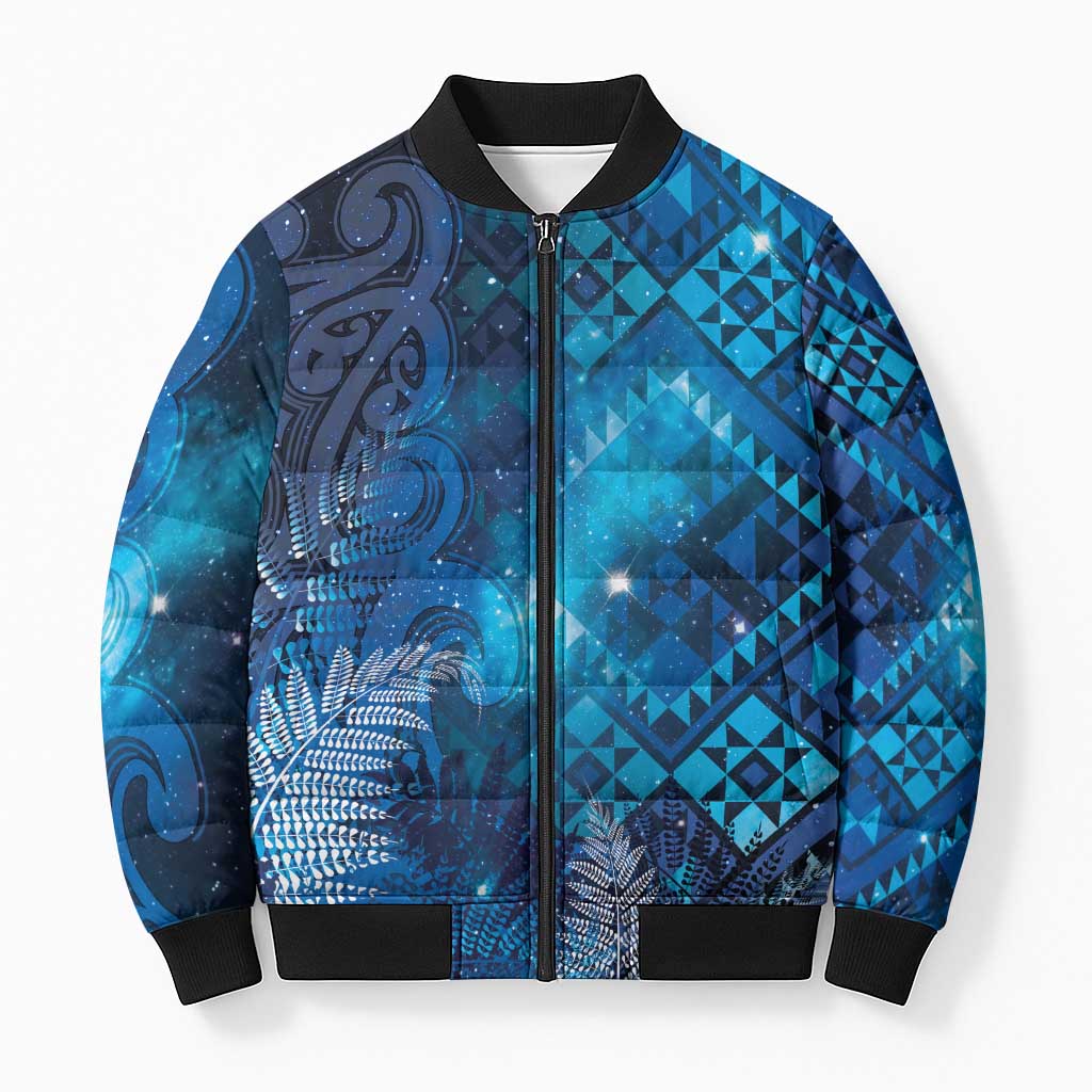 Aotearoa Taniko Matariki Bomber Puffer Jacket Cosmic Blue LT7 Unisex Blue - Polynesian Pride