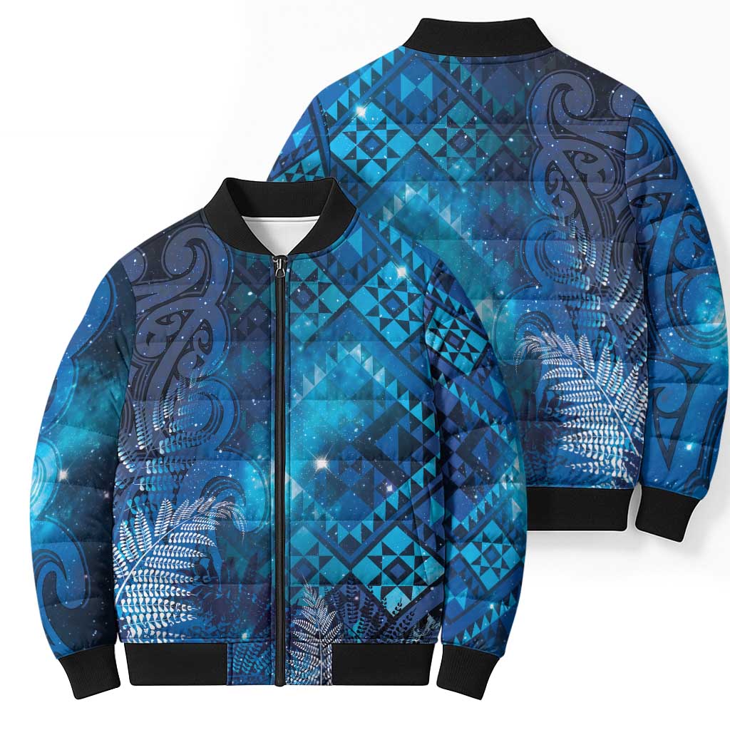 Aotearoa Taniko Matariki Bomber Puffer Jacket Cosmic Blue LT7 - Polynesian Pride