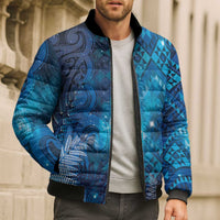 Aotearoa Taniko Matariki Bomber Puffer Jacket Cosmic Blue LT7 - Polynesian Pride