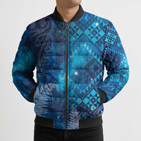 Aotearoa Taniko Matariki Bomber Puffer Jacket Cosmic Blue LT7 - Polynesian Pride