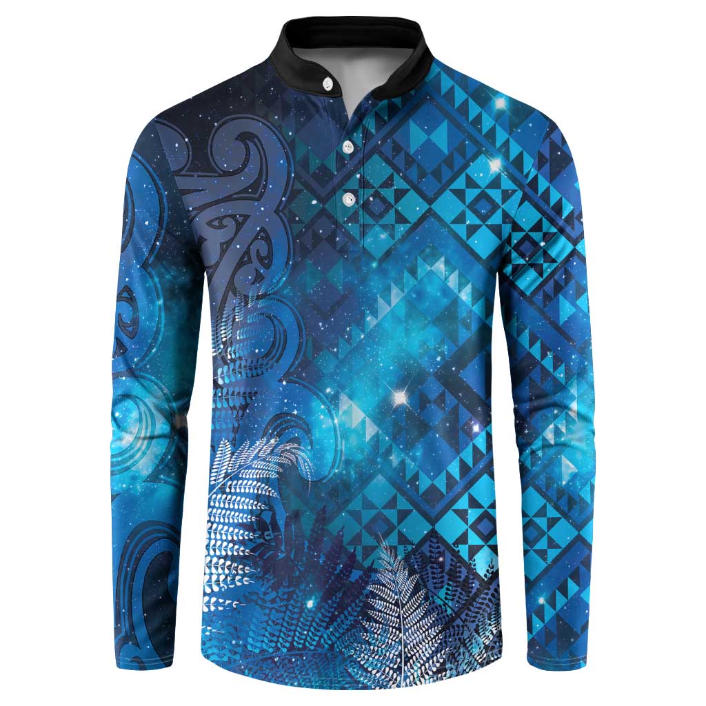 Aotearoa Taniko Matariki Button Sweatshirt Cosmic Blue LT7 Blue - Polynesian Pride
