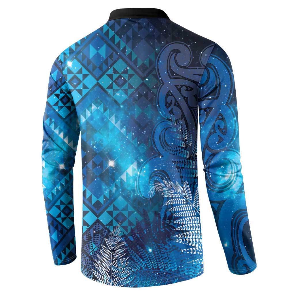 Aotearoa Taniko Matariki Button Sweatshirt Cosmic Blue LT7 - Polynesian Pride