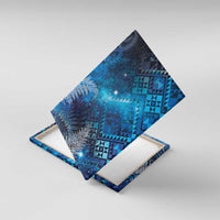 Aotearoa Taniko Matariki Canvas Wall Art Cosmic Blue LT7 With Frame Blue - Polynesian Pride