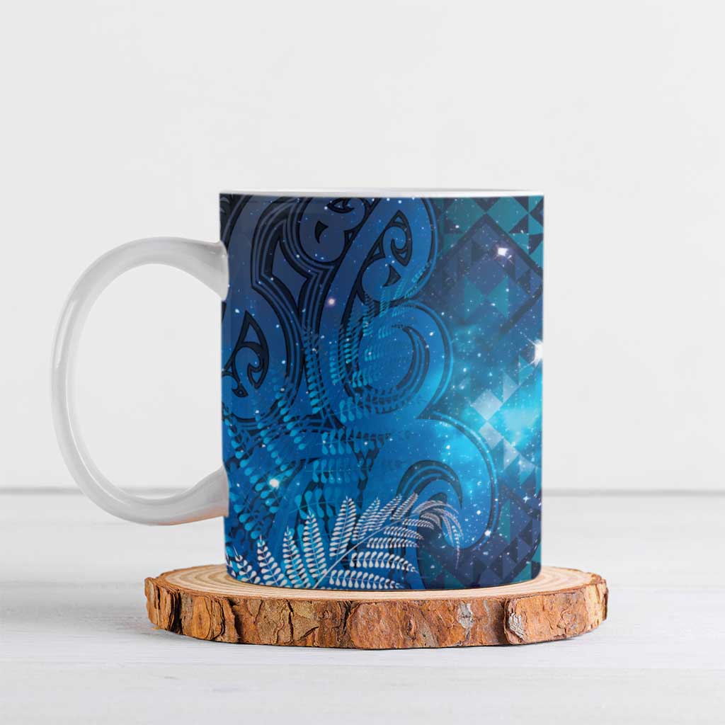 Aotearoa Taniko Matariki Ceramic Mug Cosmic Blue LT7 Blue - Polynesian Pride