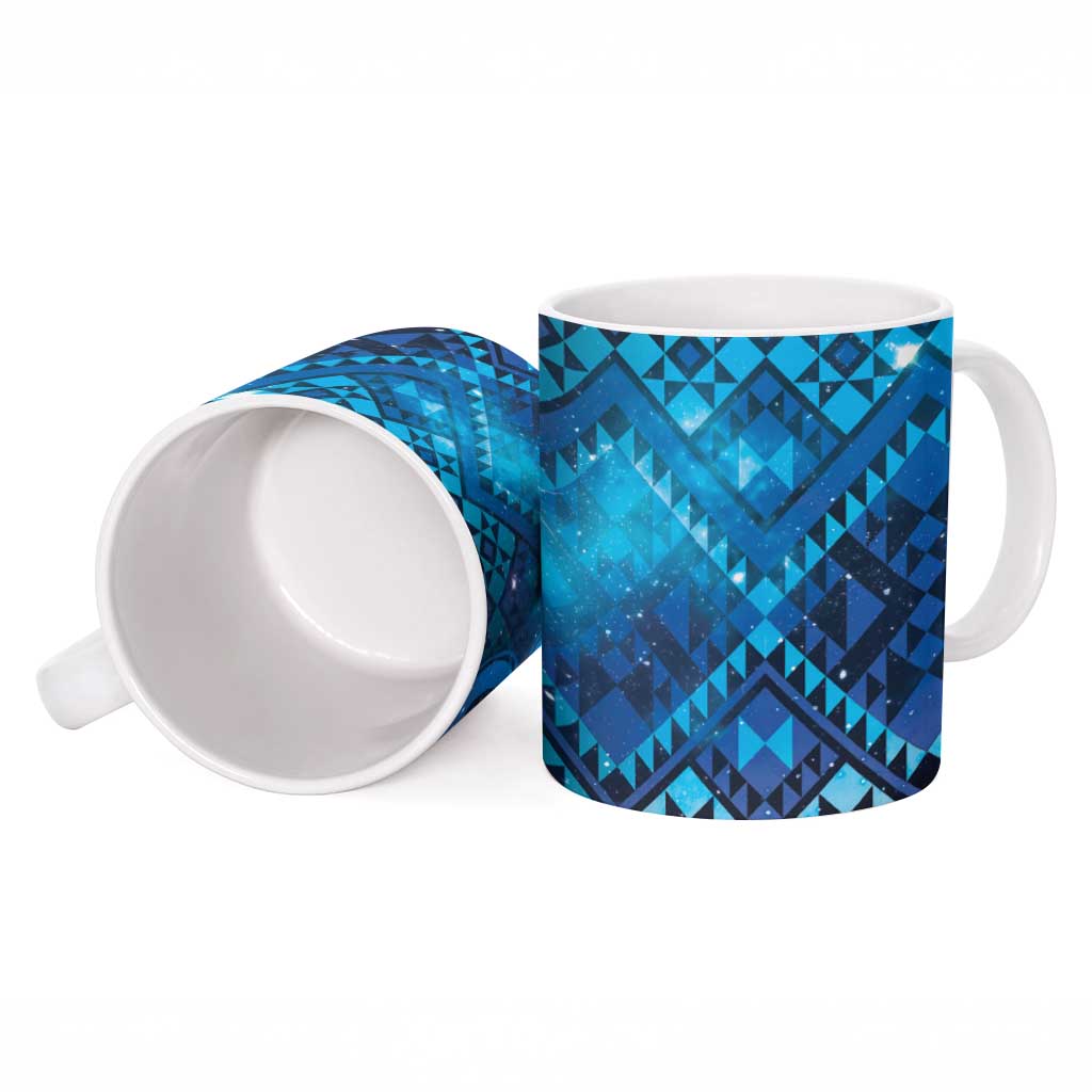 Aotearoa Taniko Matariki Ceramic Mug Cosmic Blue LT7 - Polynesian Pride
