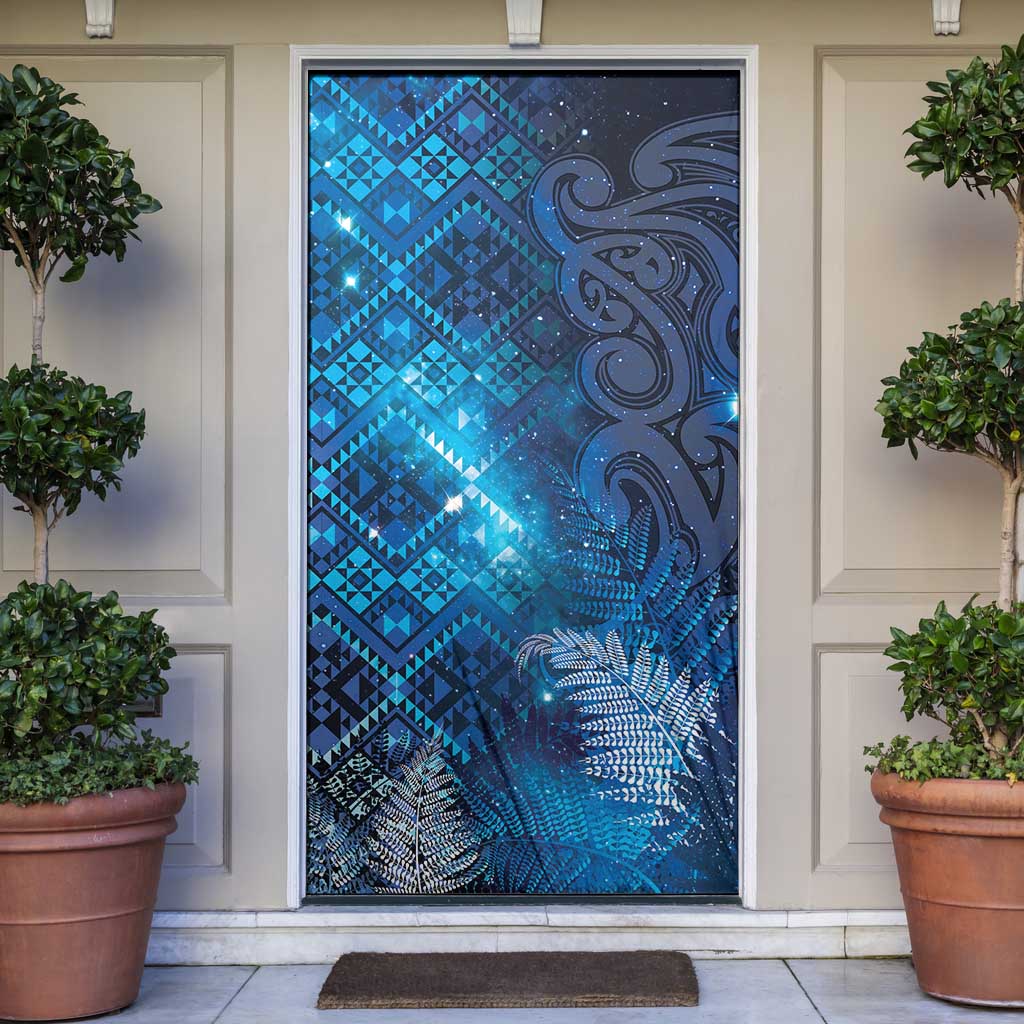 Aotearoa Taniko Matariki Door Cover Cosmic Blue LT7 Blue - Polynesian Pride