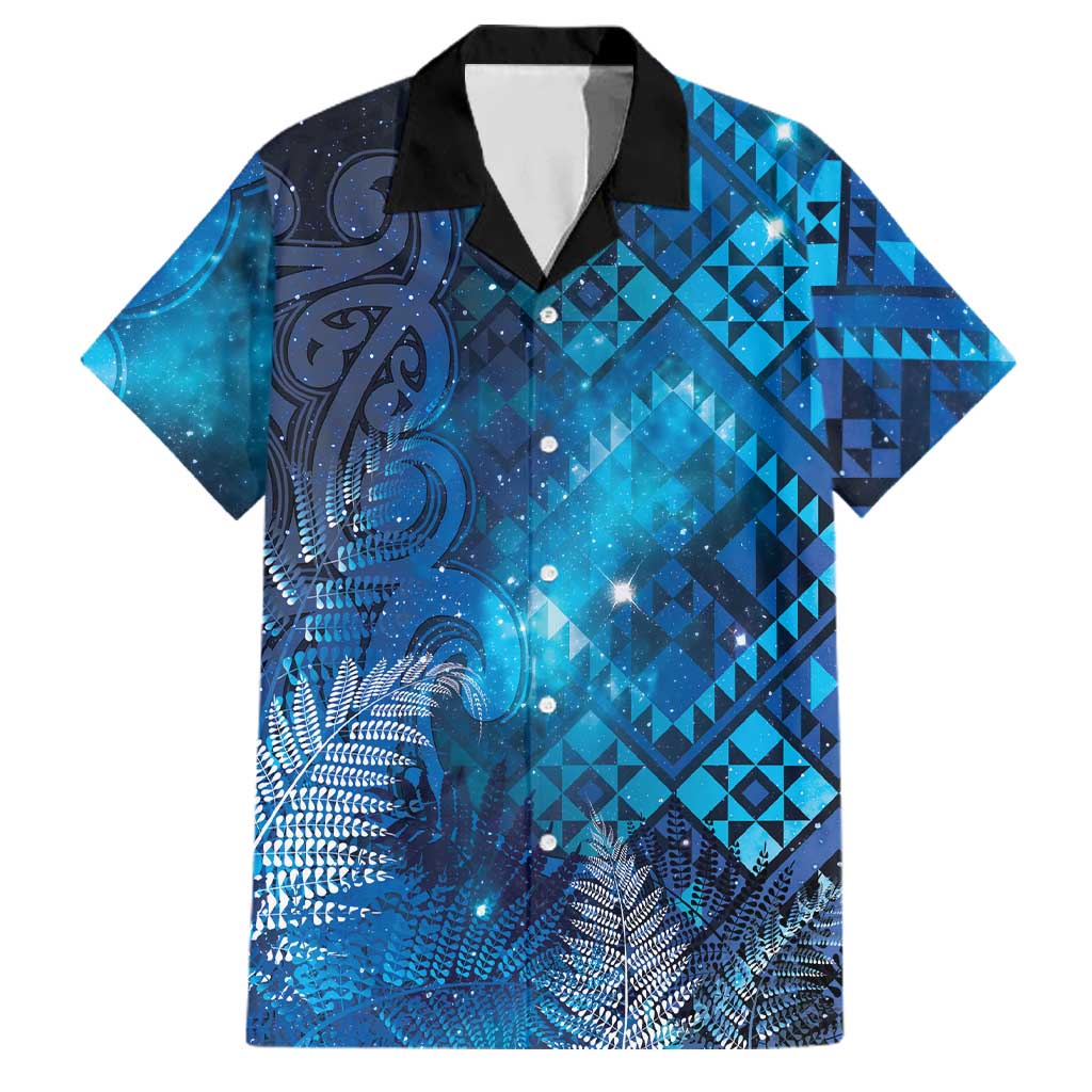 Aotearoa Taniko Matariki Family Matching Off The Shoulder Long Sleeve Dress and Hawaiian Shirt Cosmic Blue