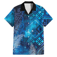 Aotearoa Taniko Matariki Family Matching Off The Shoulder Long Sleeve Dress and Hawaiian Shirt Cosmic Blue