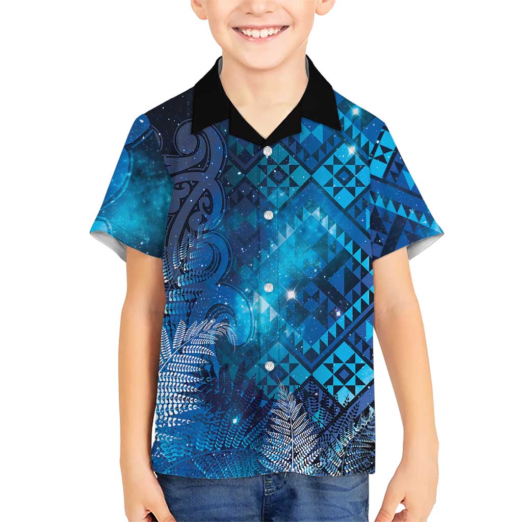 Aotearoa Taniko Matariki Family Matching Puletasi and Hawaiian Shirt Cosmic Blue