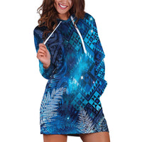 Aotearoa Taniko Matariki Hoodie Dress Cosmic Blue LT7 Blue - Polynesian Pride