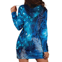 Aotearoa Taniko Matariki Hoodie Dress Cosmic Blue LT7 - Polynesian Pride