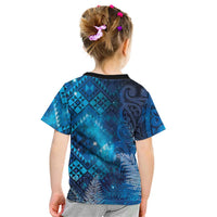Aotearoa Taniko Matariki Kid T Shirt Cosmic Blue LT7 - Polynesian Pride