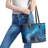 Aotearoa Taniko Matariki Leather Tote Bag Cosmic Blue LT7 - Polynesian Pride