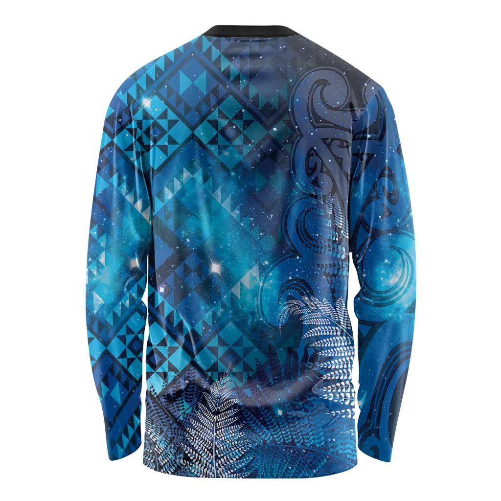 Aotearoa Taniko Matariki Long Sleeve Shirt Cosmic Blue LT7 - Polynesian Pride