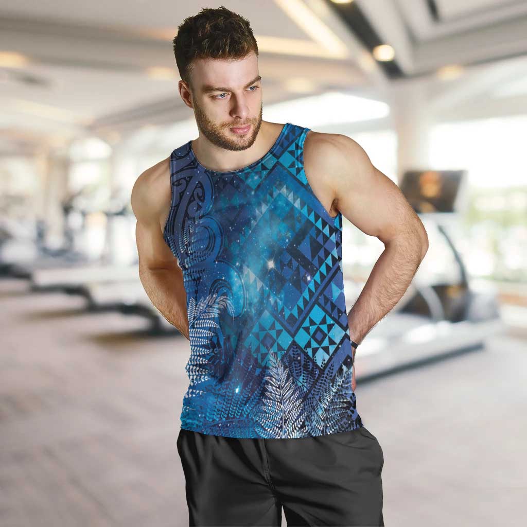 Aotearoa Taniko Matariki Men Tank Top Cosmic Blue LT7 Blue - Polynesian Pride