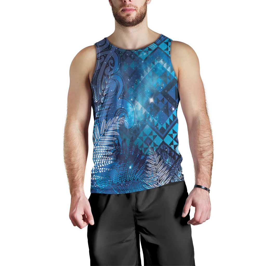 Aotearoa Taniko Matariki Men Tank Top Cosmic Blue LT7 - Polynesian Pride
