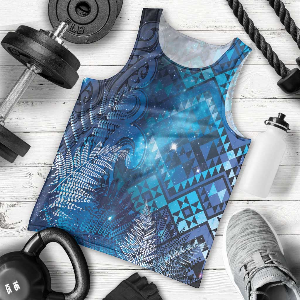 Aotearoa Taniko Matariki Men Tank Top Cosmic Blue LT7 - Polynesian Pride