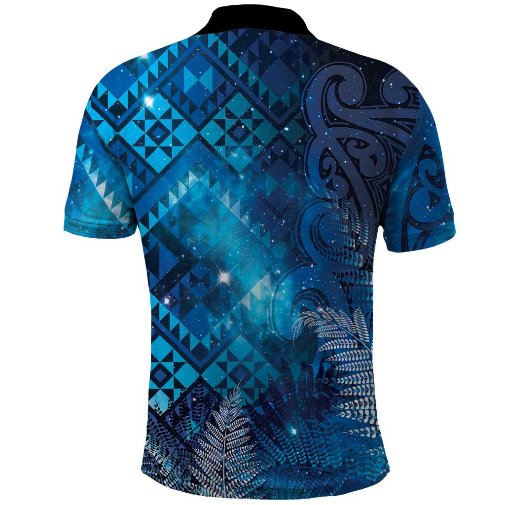 Aotearoa Taniko Matariki Polo Shirt Cosmic Blue LT7 - Polynesian Pride