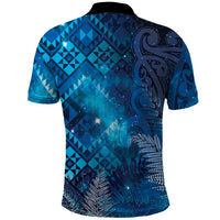 Aotearoa Taniko Matariki Polo Shirt Cosmic Blue LT7 - Polynesian Pride