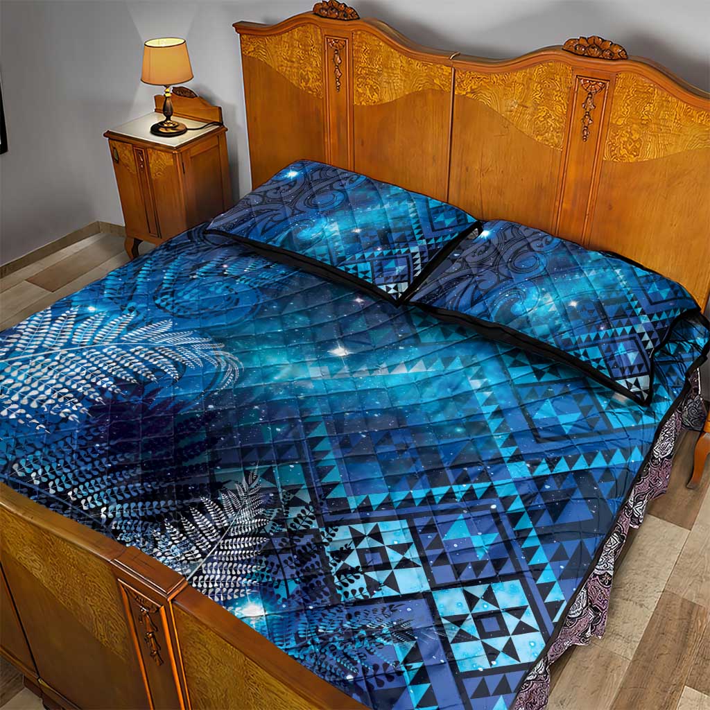 Aotearoa Taniko Matariki Quilt Bed Set Cosmic Blue LT7 - Polynesian Pride