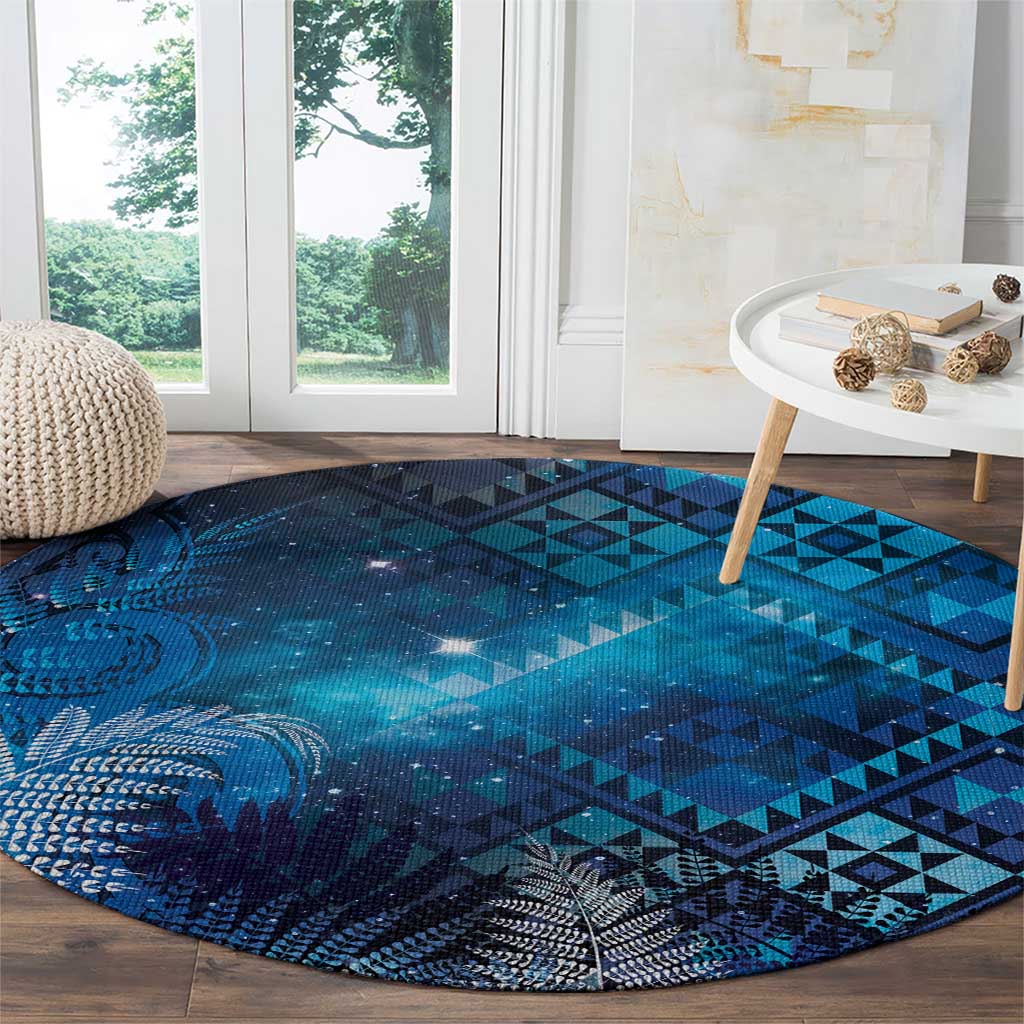 Aotearoa Taniko Matariki Round Carpet Cosmic Blue LT7 - Polynesian Pride