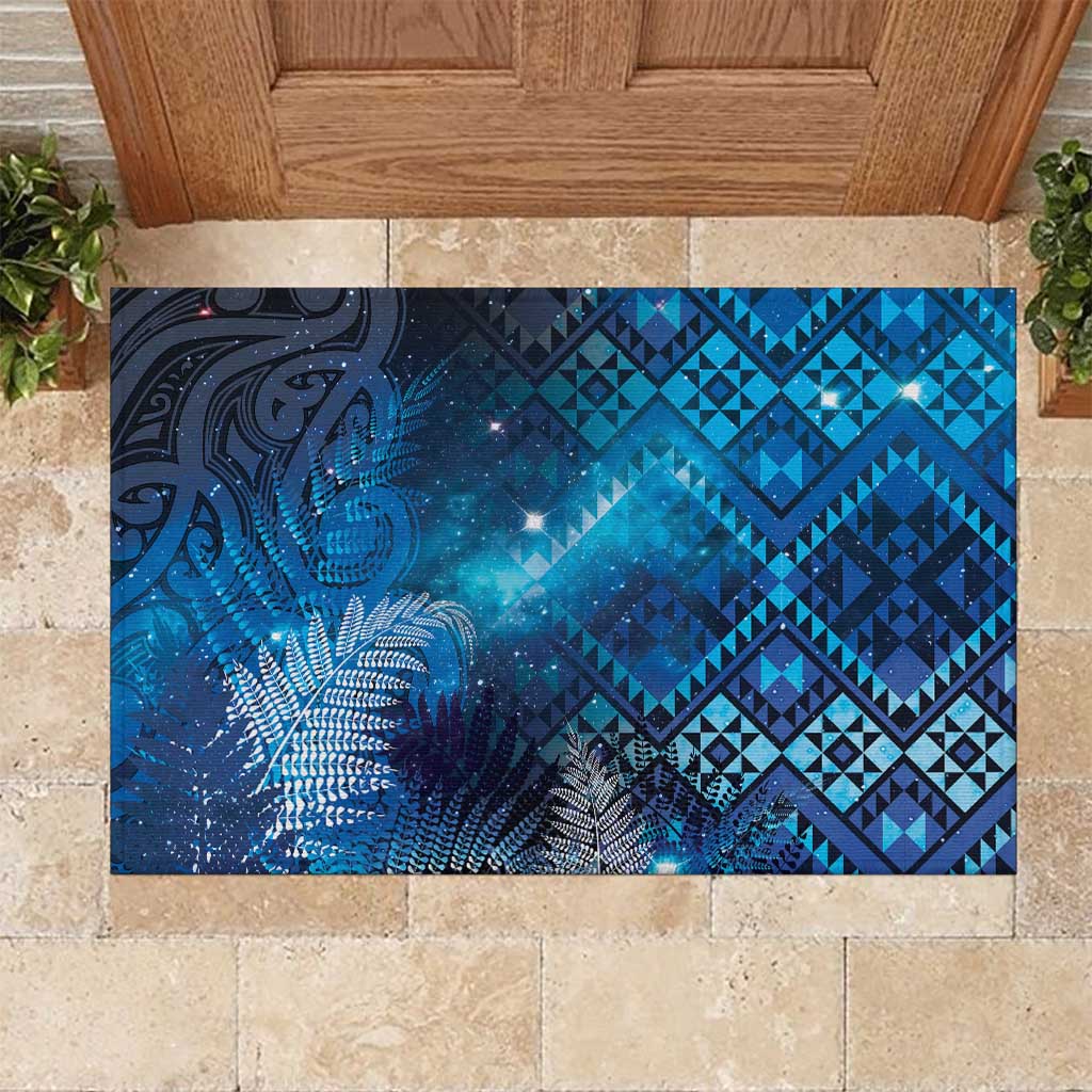 Aotearoa Taniko Matariki Rubber Doormat Cosmic Blue LT7 Blue - Polynesian Pride
