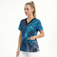 Aotearoa Taniko Matariki Scrub Top Cosmic Blue LT7 - Polynesian Pride