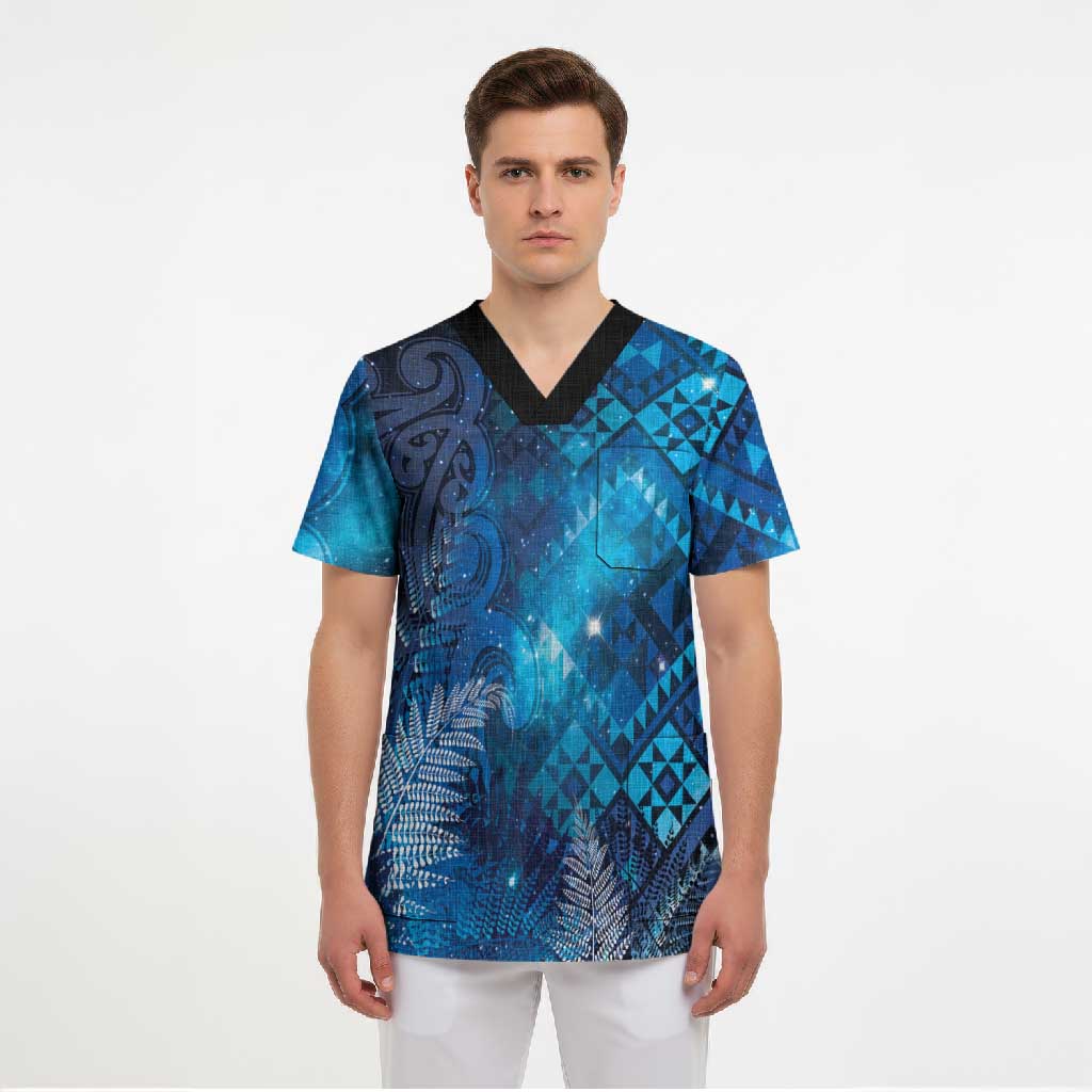 Aotearoa Taniko Matariki Scrub Top Cosmic Blue LT7 - Polynesian Pride