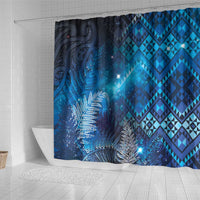 Aotearoa Taniko Matariki Shower Curtain Cosmic Blue LT7 - Polynesian Pride