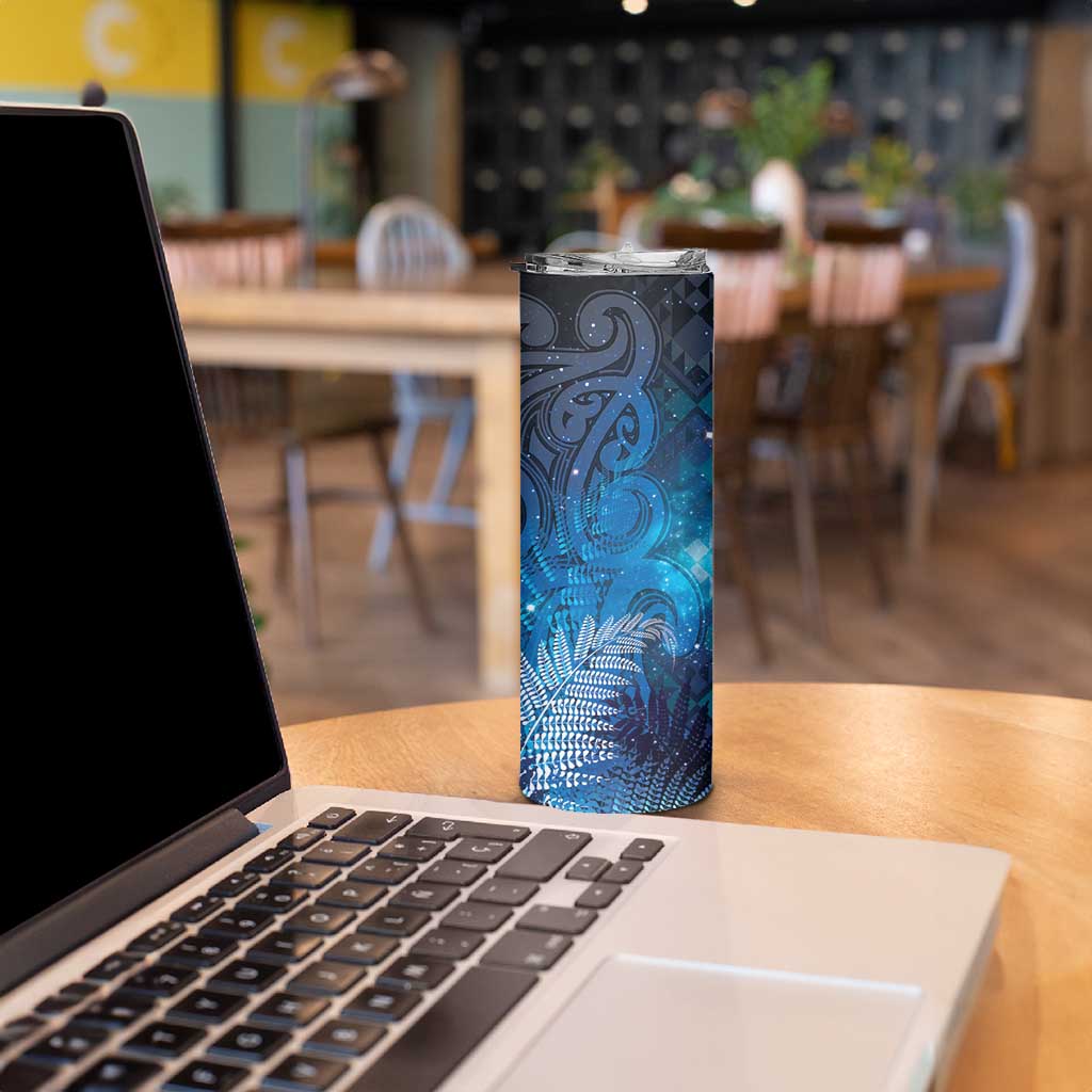 Aotearoa Taniko Matariki Skinny Tumbler Cosmic Blue LT7 - Polynesian Pride