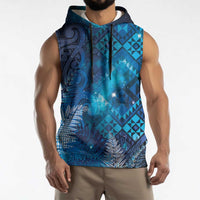 Aotearoa Taniko Matariki Sleeveless Hoodie Cosmic Blue LT7 - Polynesian Pride