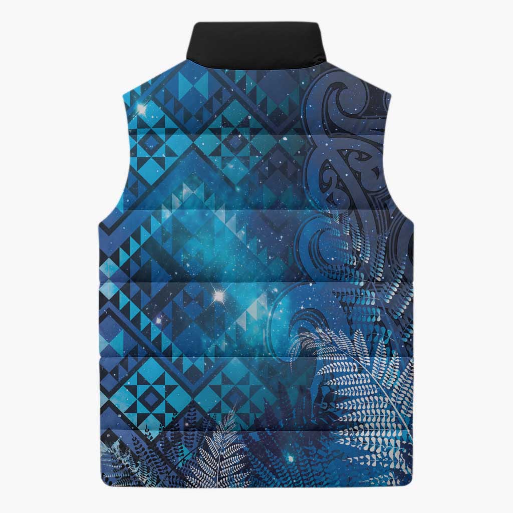 Aotearoa Taniko Matariki Sleeveless Puffer Jacket Cosmic Blue LT7 - Polynesian Pride