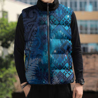Aotearoa Taniko Matariki Sleeveless Puffer Jacket Cosmic Blue LT7 - Polynesian Pride