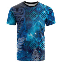 Aotearoa Taniko Matariki T Shirt Cosmic Blue LT7 Blue - Polynesian Pride