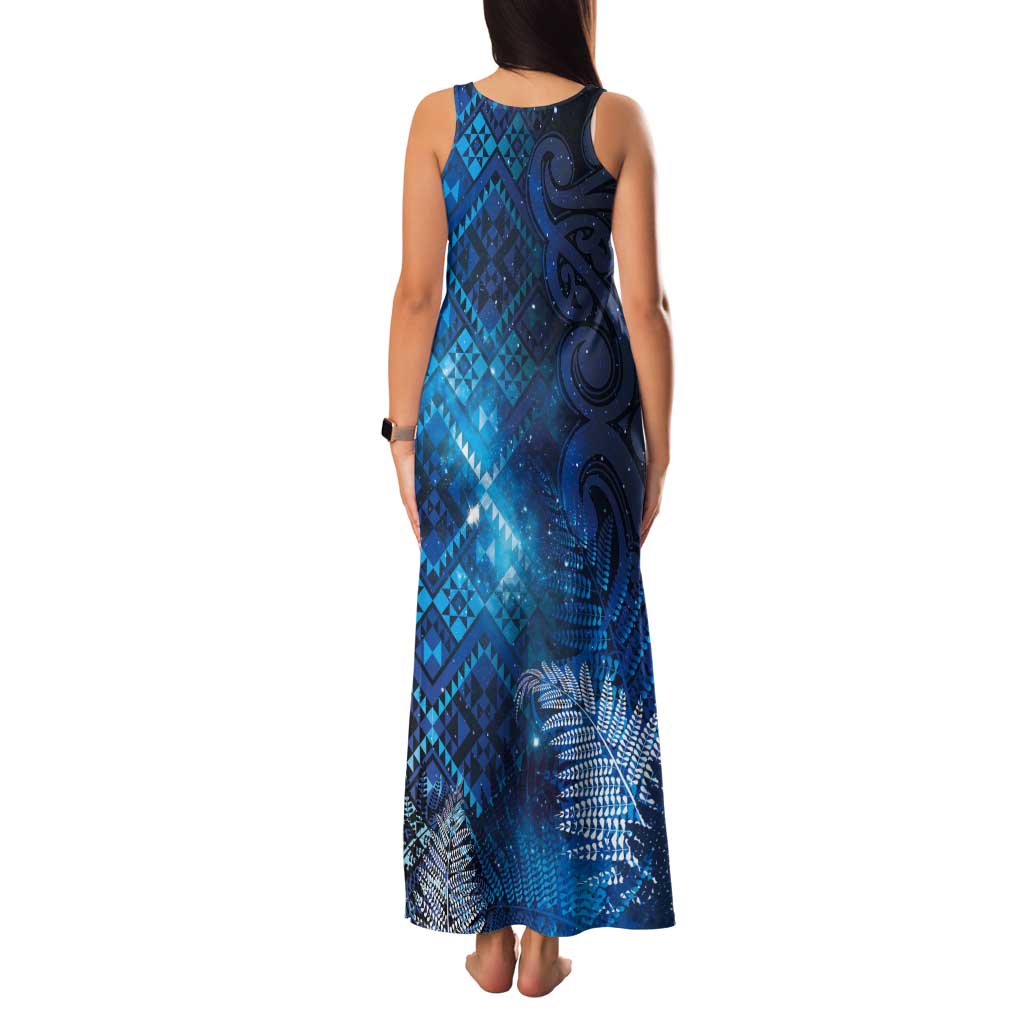 Aotearoa Taniko Matariki Tank Maxi Dress Cosmic Blue LT7 - Polynesian Pride